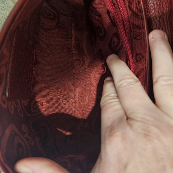 Brighton Red Leather Croc Embossed Crossbody Purse Handbag Snap Closure - Picture 10 of 16